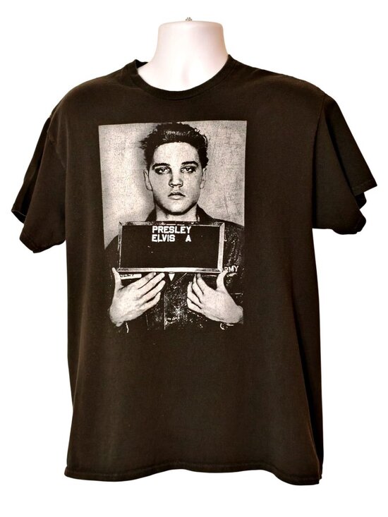 Elvis Presley Other - Elvis Presley Mugshot Tee L King Rock N Roll Shirt Black Unisex Casual Cotton
